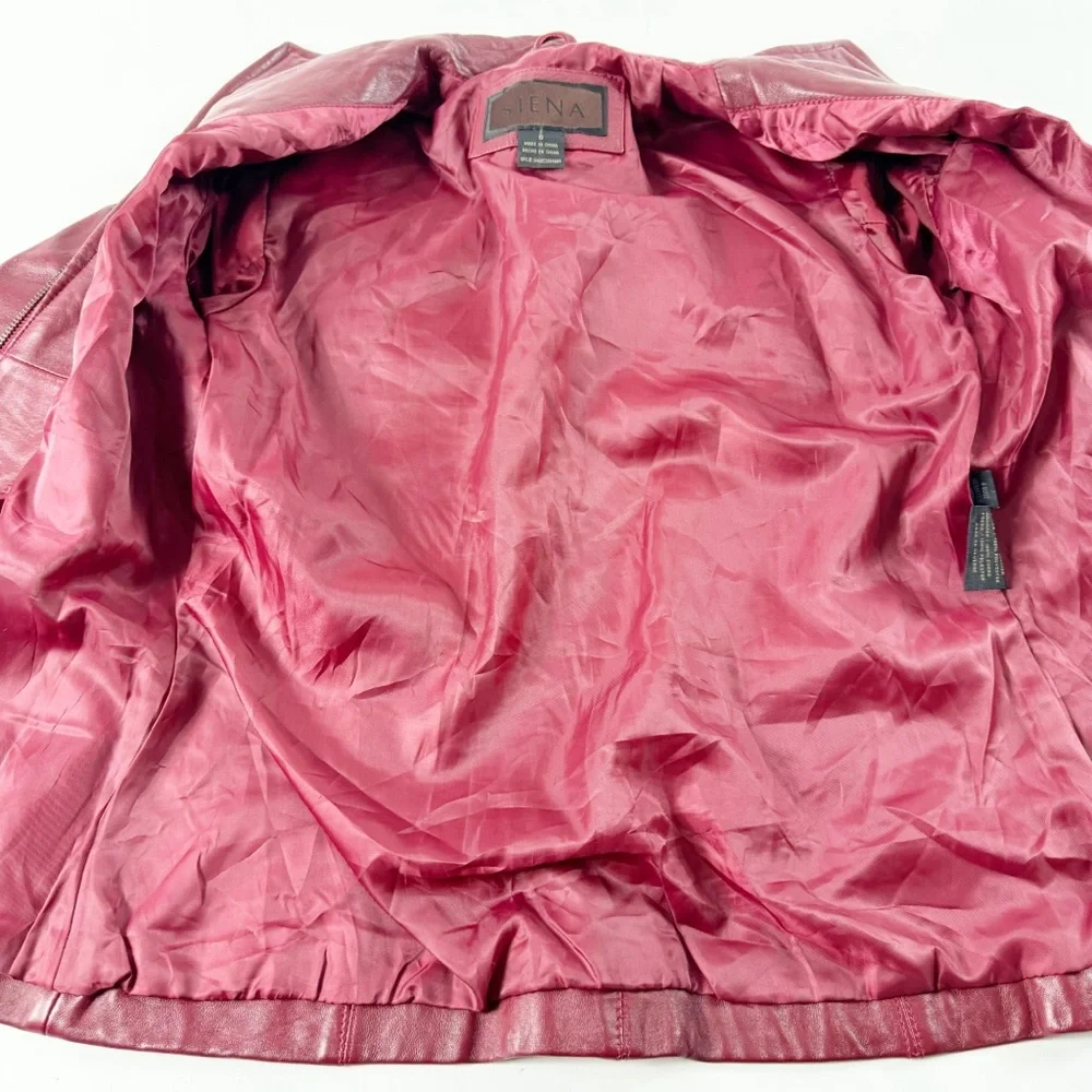 🪩 267. SIENA women’s small wine red leather jacket full zip - Picture 8 of 12